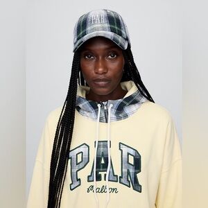 Gap × Malbon Linen-Cotton Logo Plaid Baseball Hat